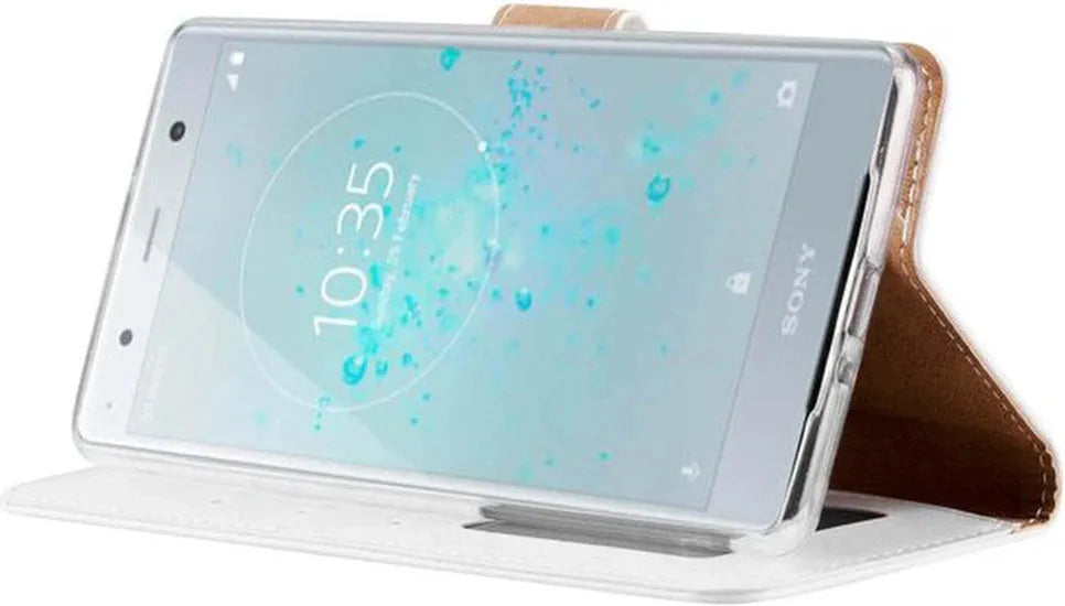 Sony Xperia XZ2 Premium Hoesjes – Portemonnee Hoes – Pasjeshouder – Magneetsluiting – Wit-Ilumina Benelux