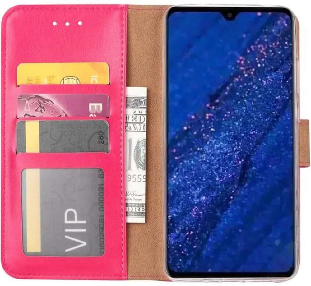 Huawei Mate 20 Pro Hoesjes – Portemonnee Bookcase – Pasjeshouder – Magneetsluiting – Roze-Ilumina Benelux