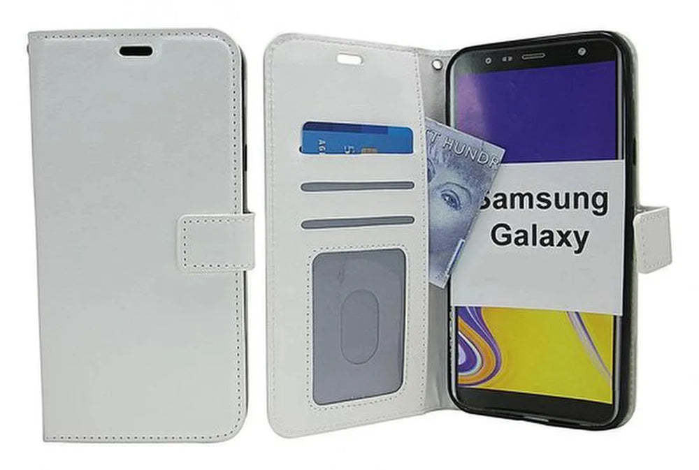 Samsung Galaxy J4 2018 Hoesjes – Portemonnee Hoes – Pasjeshouder – 2x Gehard Glas Screenprotector – Wit-Ilumina Benelux