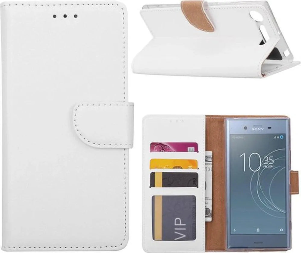 Sony Xperia XZ1 Hoesjes – Portemonnee Hoes – Pasjeshouder – Magneetsluiting – Wit-Ilumina Benelux