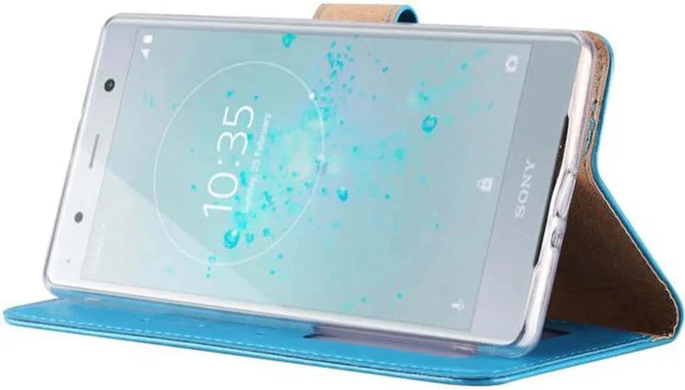 Sony Xperia XZ2 Premium Hoesjes – Portemonnee Bookcase – Pasjeshouder – Magneetsluiting – Turquoise-Ilumina Benelux