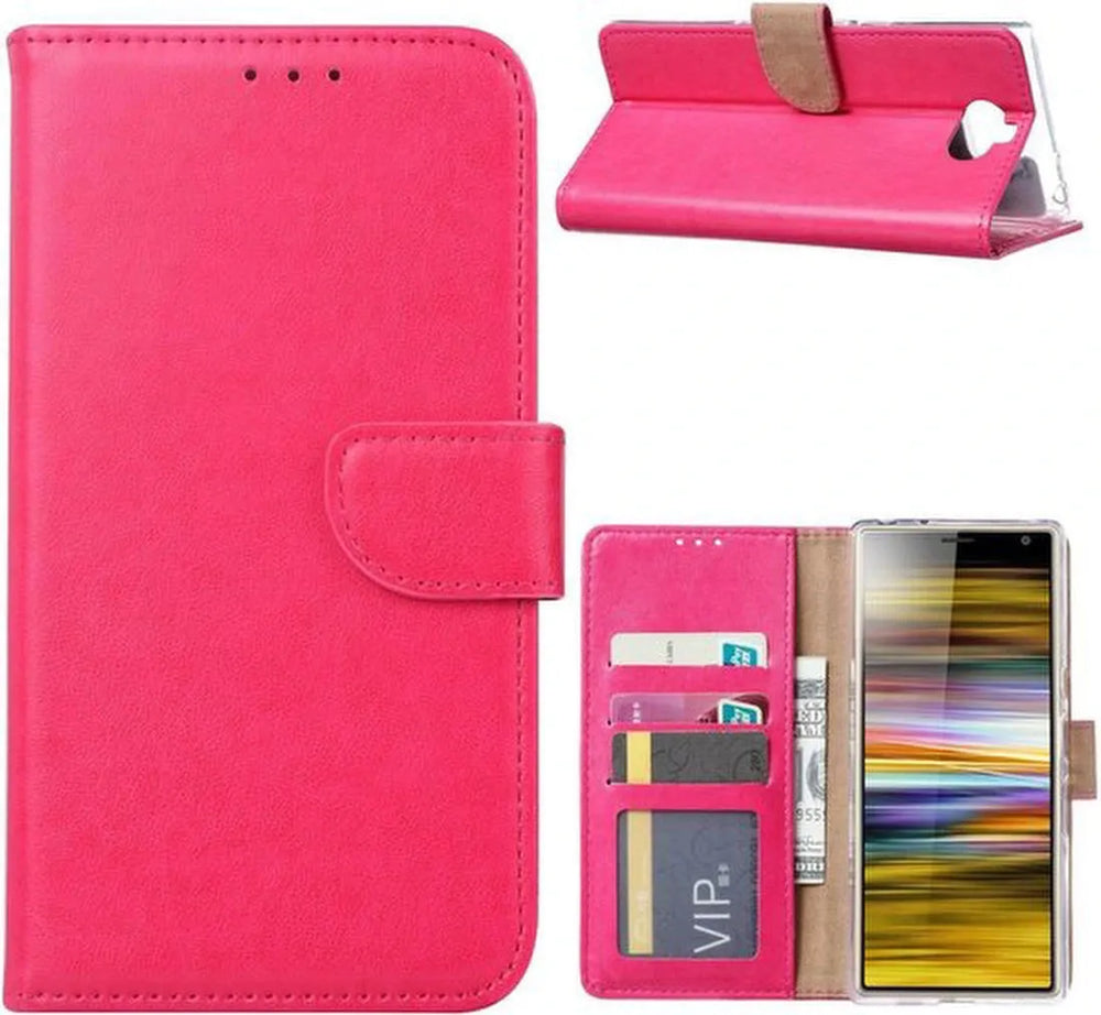 Sony Xperia 10 Hoesjes – Portemonnee Hoes – Bookcase – Pasjeshouder – Roze-Ilumina Benelux