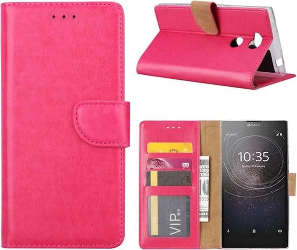 Sony Xperia L2 Hoesjes – Portemonnee Hoes – Bookcase – Pasjeshouder – Roze-Ilumina Benelux