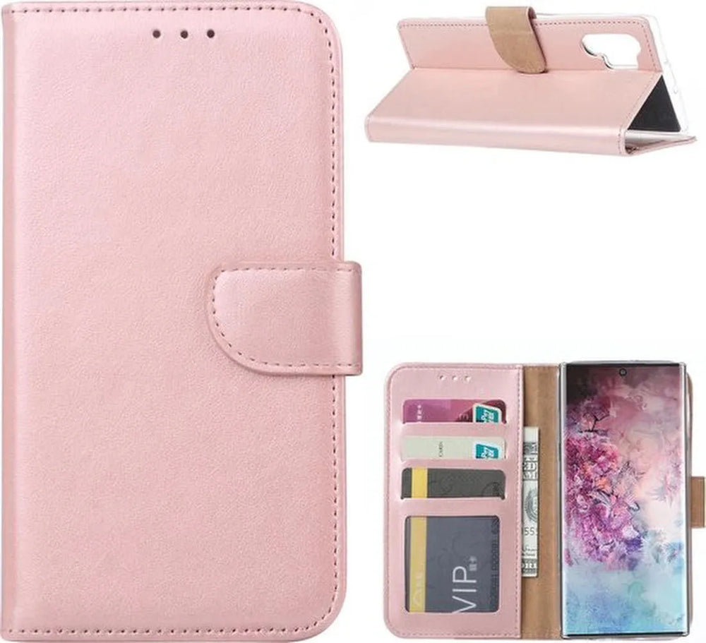 Samsung Galaxy Note 10 Plus Hoesjes – Bookcase Portemonnee Hoes – Pasjeshouder – Magneetsluiting – Roségoud-Ilumina Benelux