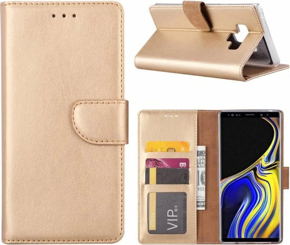 Samsung Galaxy Note 9 Hoesjes – Bookcase Portemonnee Hoes – Pasjeshouder – Magneetsluiting – Goud-Ilumina Benelux