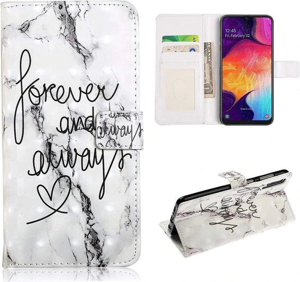 Motorola Moto G7 / G7 Plus Hoesjes – Portemonnee Bookcase – Pasjeshouder – Forever and Always – Zwart-Ilumina Benelux
