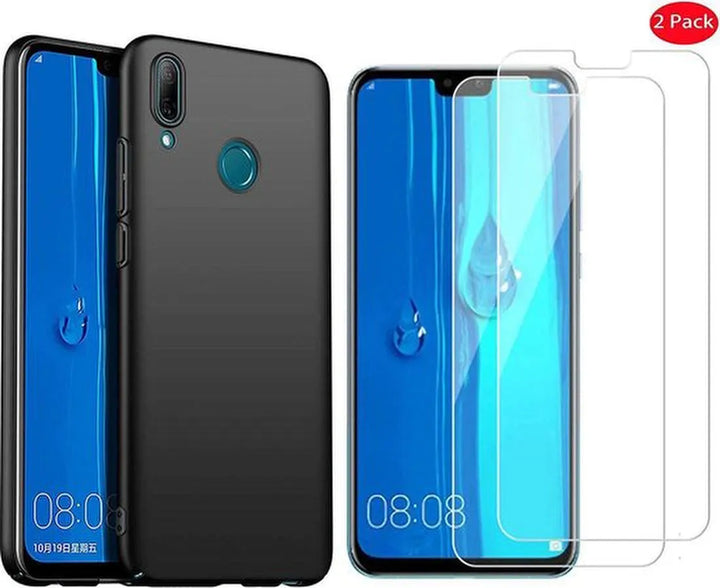 Huawei P Smart Z Hoesjes – TPU Siliconen Backcover – Soft Case – 2x Screenprotector Gehard Glas – Zwart-Ilumina Benelux