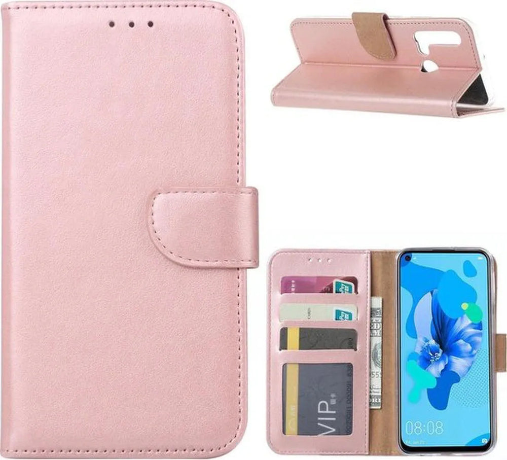 Huawei P20 Lite 2019 Hoesjes – Portemonnee Hoes – Pasjeshouder – Magneetsluiting – Roségoud-Ilumina Benelux