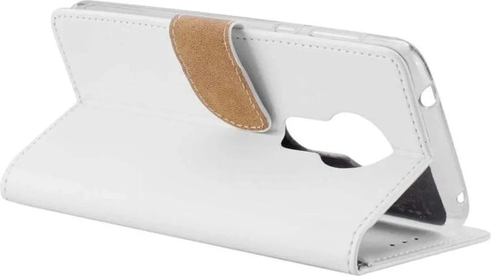 Motorola Moto E5 Plus Hoesjes – Portemonnee Hoes – Pasjeshouder – Magneetsluiting – Wit-Ilumina Benelux