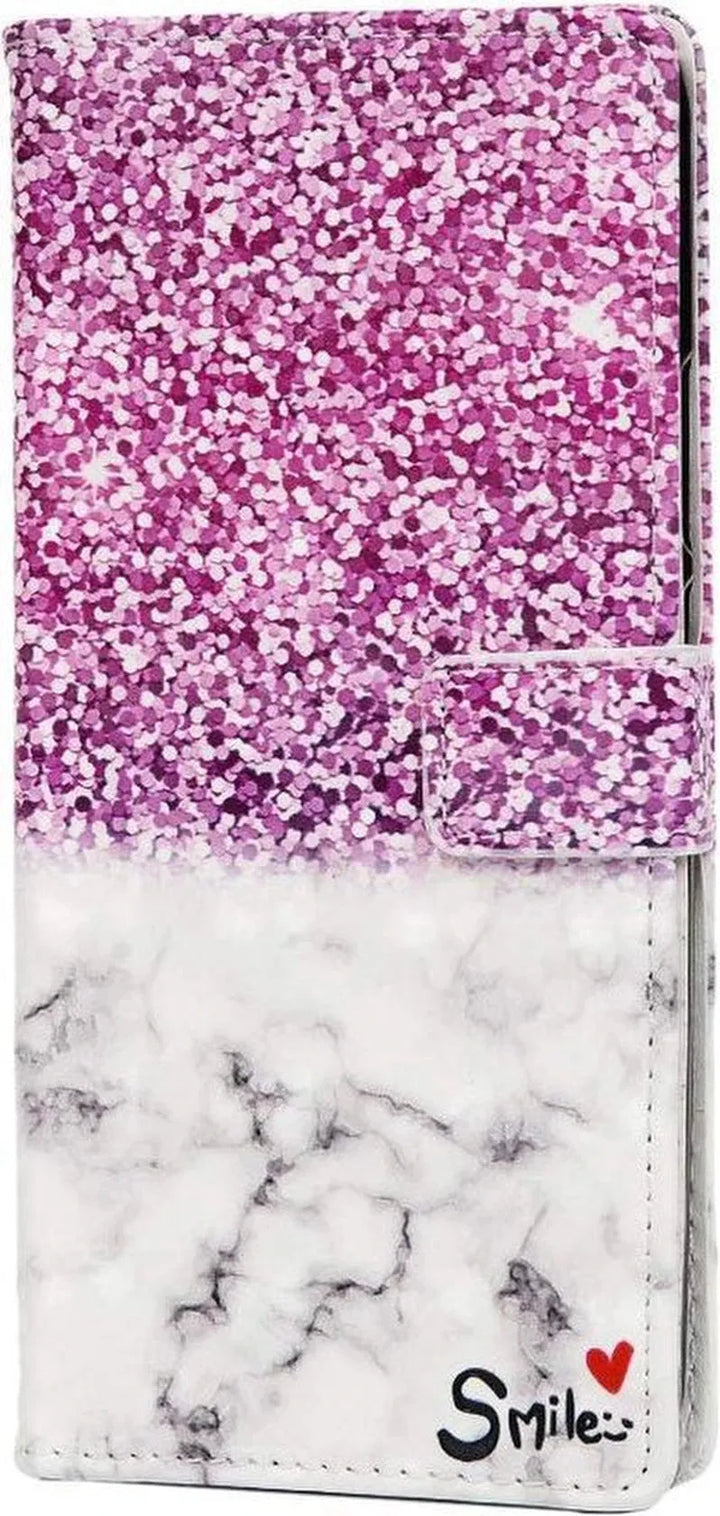 iPhone XS Max Hoesjes – Portemonnee Hoes – Marble Smile – Pasjeshouder – Magneetsluiting – Marmer Wit-Ilumina Benelux