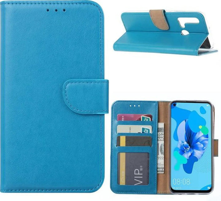 Huawei P20 Lite 2019 Hoesjes – Portemonnee Hoes – Pasjeshouder – Magneetsluiting – Turquoise-Ilumina Benelux