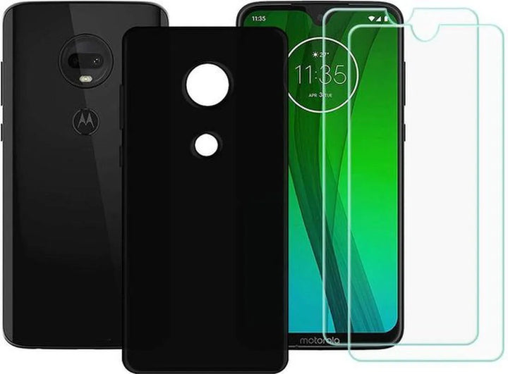 Motorola Moto G7 Power Hoesjes – TPU Siliconen Backcover – Soft Case – Inclusief 2x Screenprotector – Zwart-Ilumina Benelux