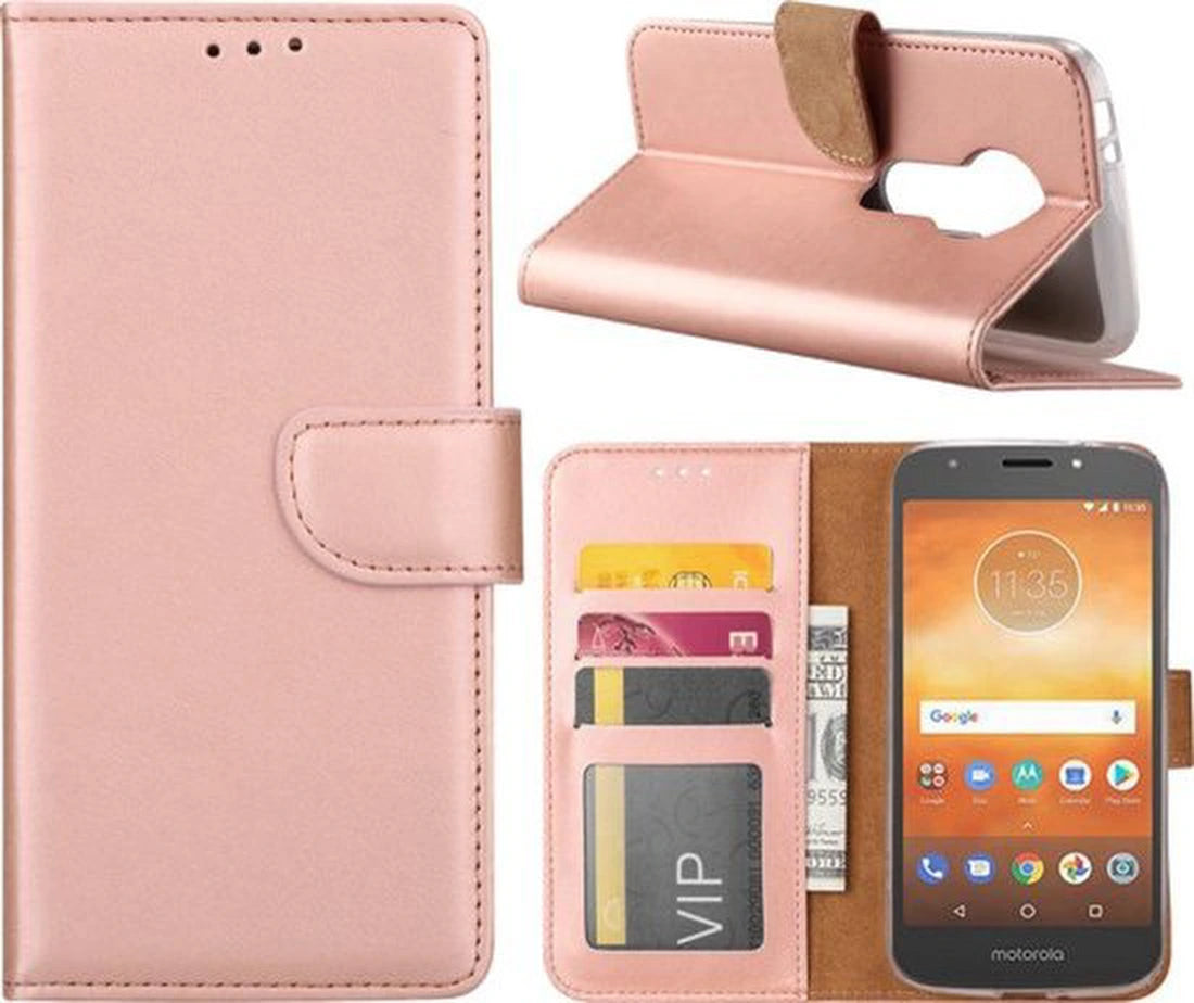 Bookcase Geschikt voor: Motorola Moto E5 Play - Roségoud - Portemonnee hoesje