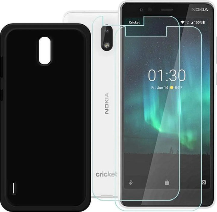 Nokia 3.1 Hoesjes – TPU Siliconen Backcover – Soft Case – 2x Screenprotector Gehard Glas – Zwart-Ilumina Benelux