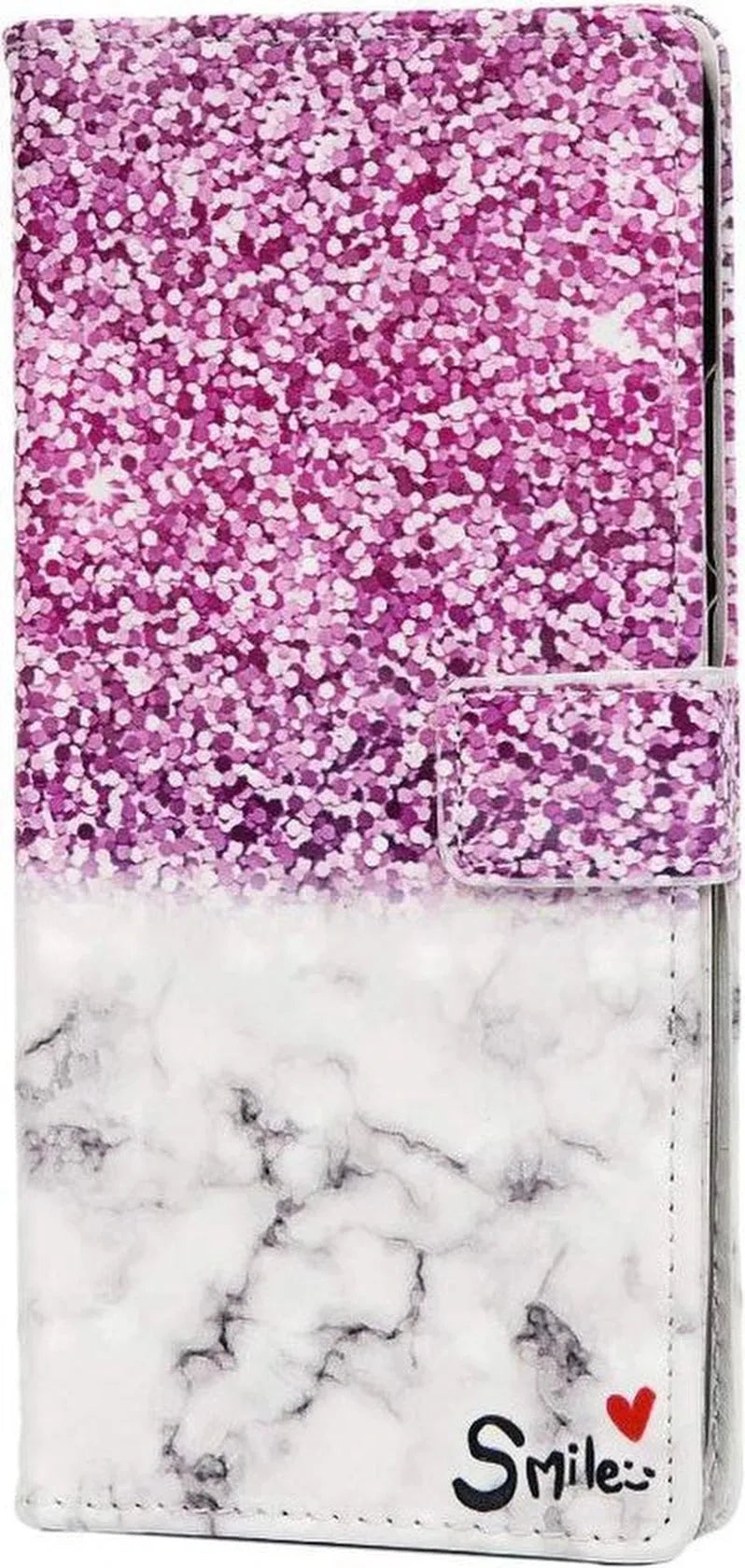 Motorola G7 Power Hoesjes – Portemonnee Hoes – Pasjeshouder – Magneetsluiting – Marble Smile-Ilumina Benelux