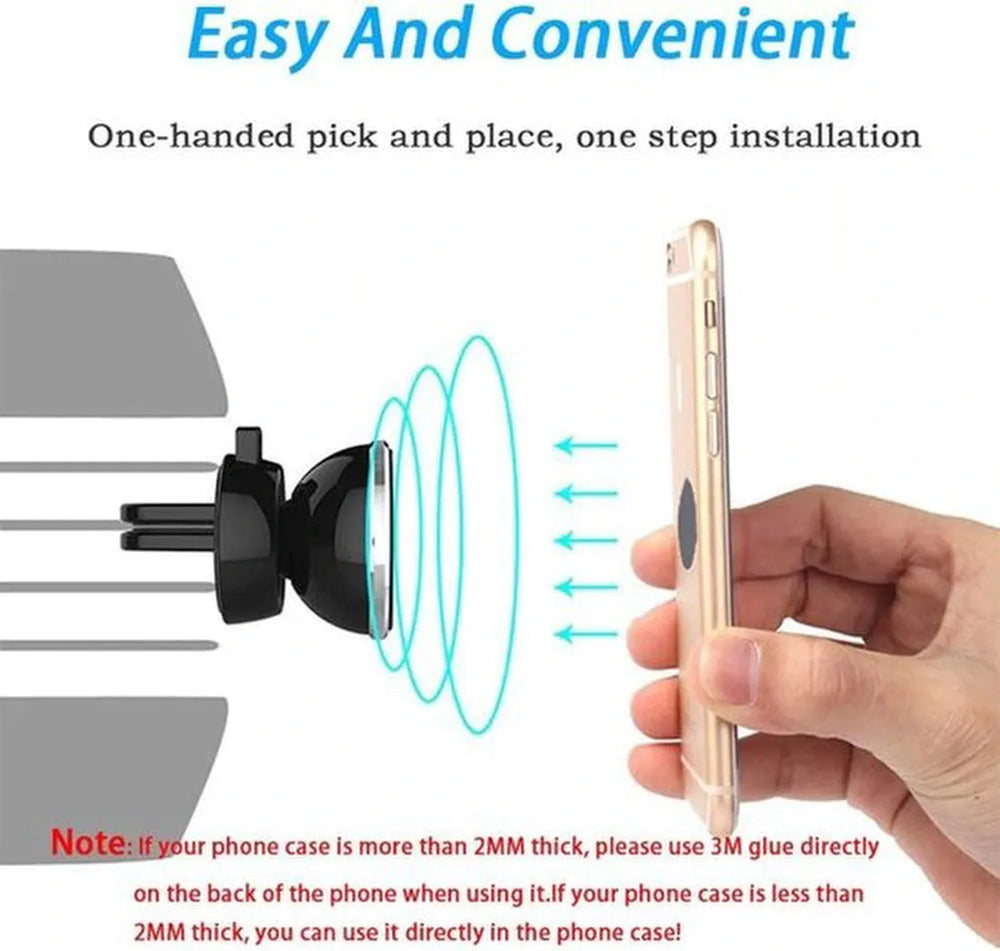 Telefoonhouder auto – Ventilatierooster – Magnetisch – Universeel – Zwart-Telefoonhouders-Ilumina Benelux