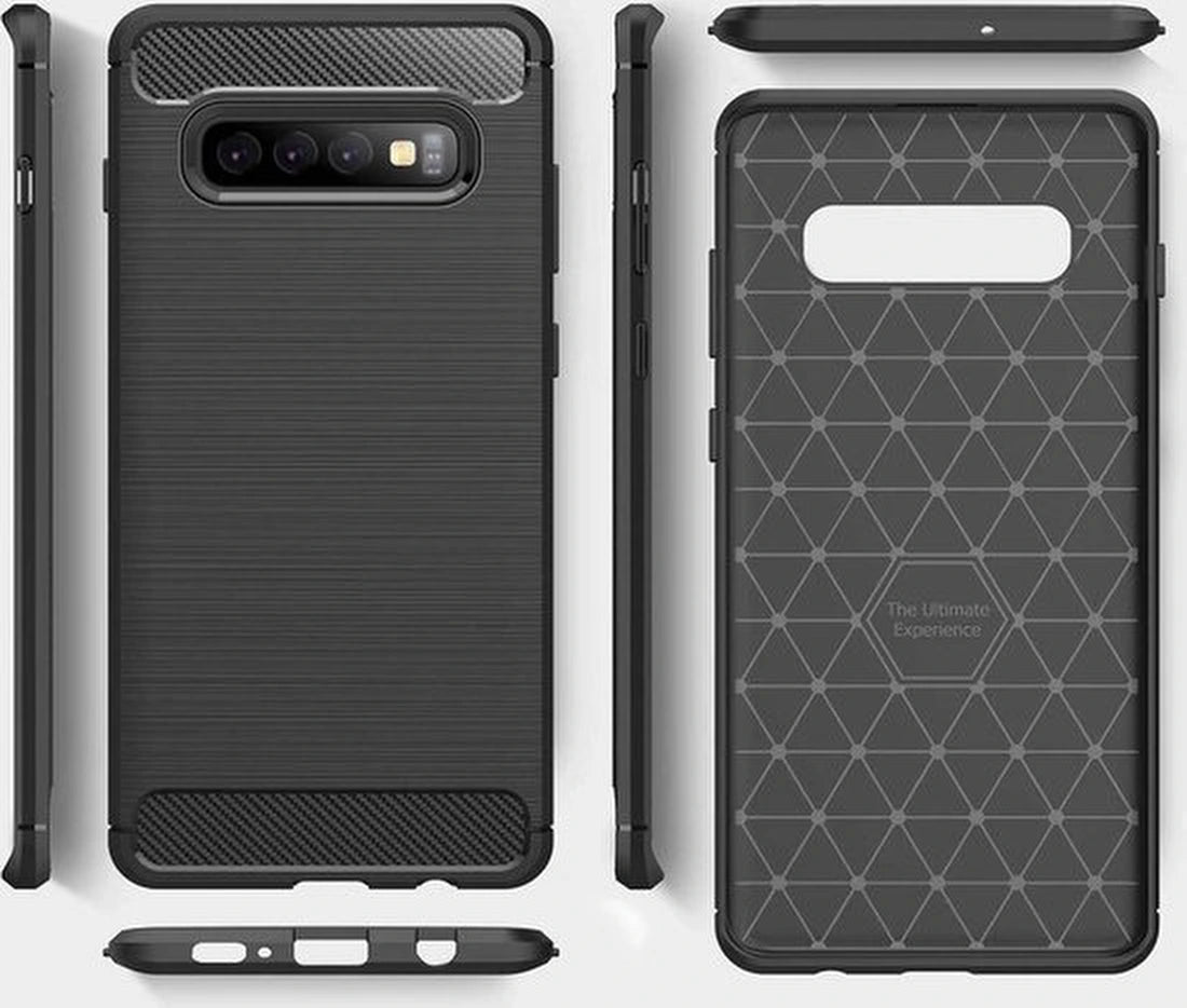 Brushed Backcover hoesje geschikt voor Samsung Galaxy S10 Plus - Zwart