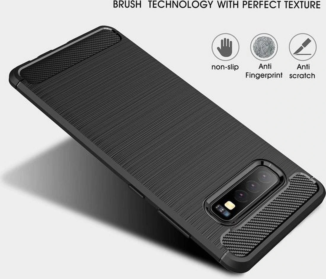 Brushed Backcover hoesje geschikt voor Samsung Galaxy S10 Plus - Zwart