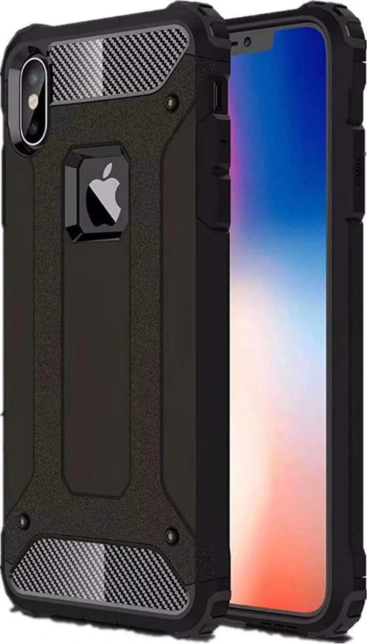 iPhone XR Hoesjes – Armor Hybrid Backcover – Schokbestendig – Zwart-Ilumina Benelux