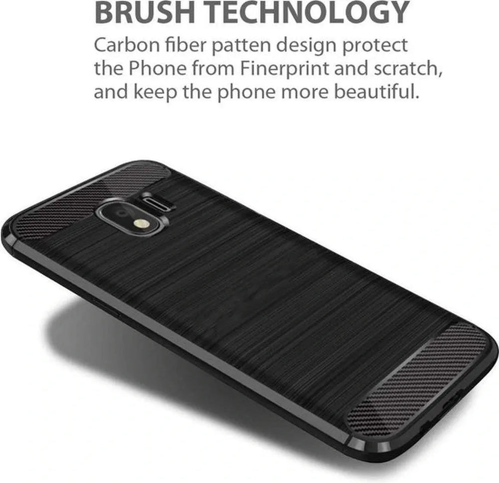 Samsung Galaxy J4 2018 Hoesjes – Brushed Backcover – Anti Kras – Zwart-Ilumina Benelux