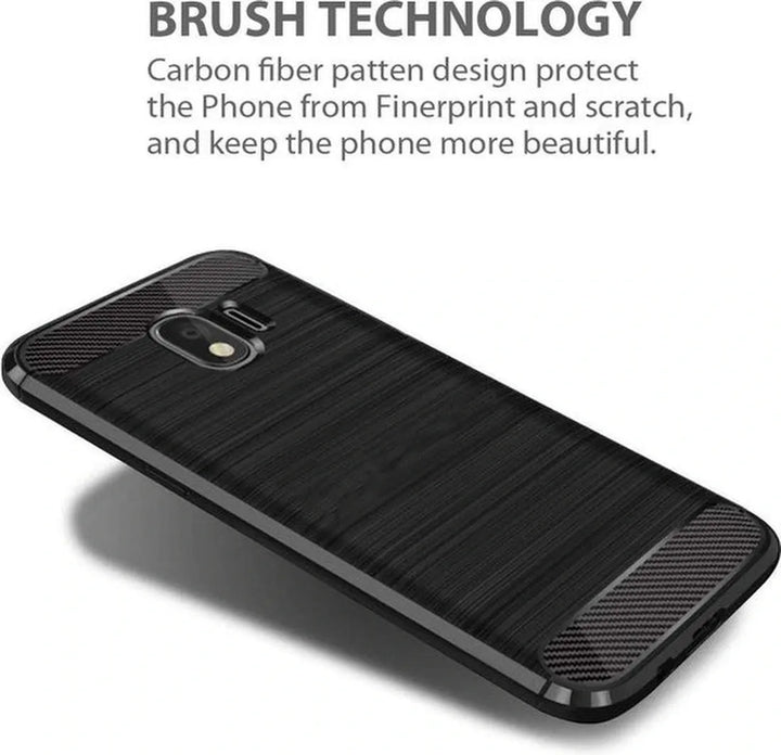 Samsung Galaxy J4 2018 Hoesjes – Brushed Backcover – Anti Kras – Zwart-Ilumina Benelux