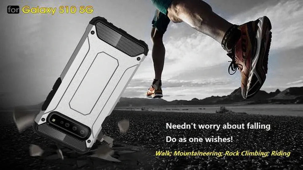 Samsung Galaxy S10 Hoesjes – Armor Hybrid Backcover – Schokbestendig – Zwart-Ilumina Benelux