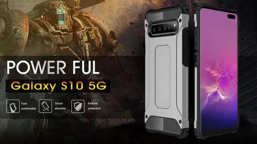Samsung Galaxy S10 Hoesjes – Armor Hybrid Backcover – Schokbestendig – Zwart-Ilumina Benelux