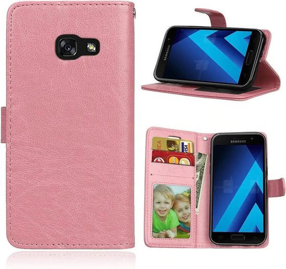 Samsung Galaxy A3 2017 Hoesjes – Portemonnee Hoes – Pasjeshouder – Magneetsluiting – Roségoud-Ilumina Benelux