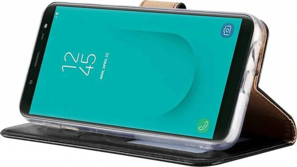 Samsung Galaxy J6 Plus 2018 Hoesjes – Portemonnee Hoes – Pasjeshouder – Magneetsluiting – Zwart-Ilumina Benelux
