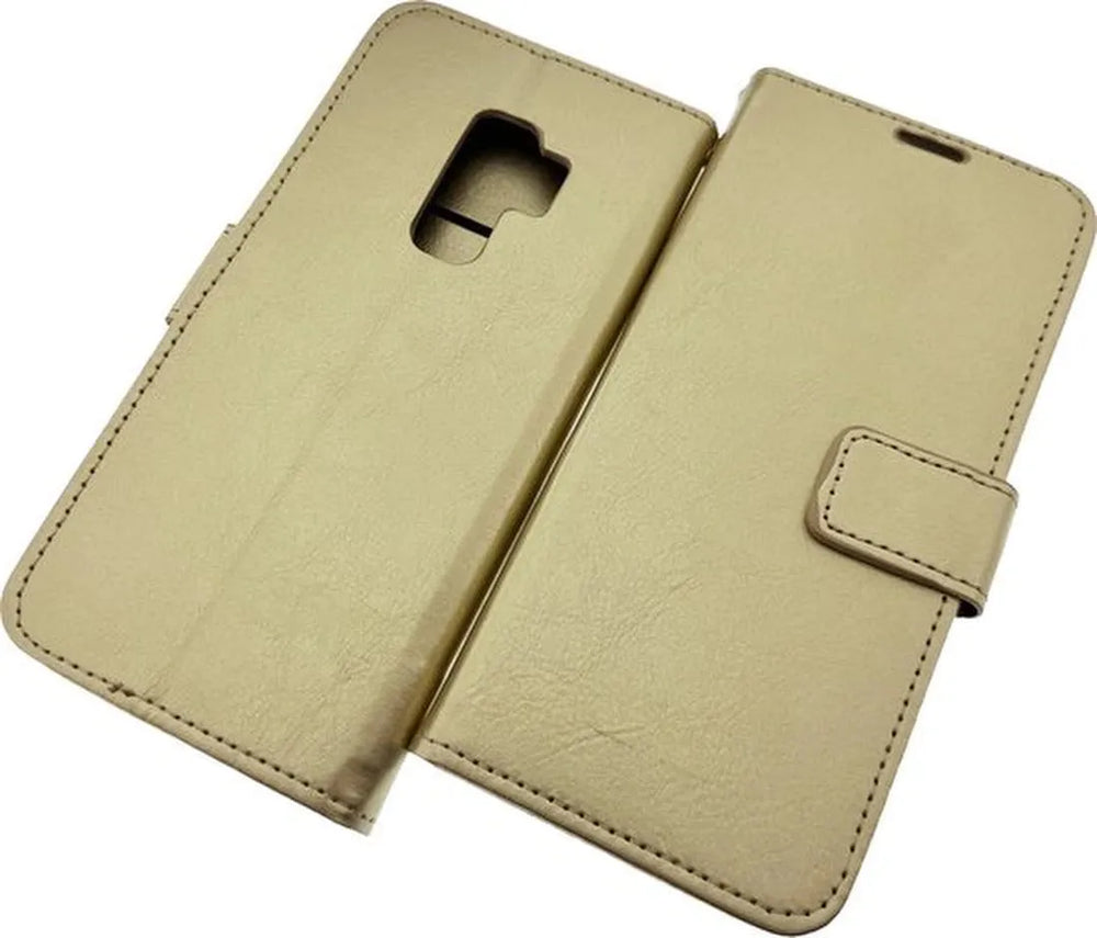 Samsung Galaxy S9 Plus Hoesjes – Bookcase Portemonnee Hoes – Pasjeshouder – Magneetsluiting – Goud-Ilumina Benelux