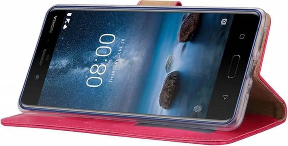 Nokia 8 Hoesjes – Bookcase Portemonnee Hoes – Pasjeshouder – Magneetsluiting – Roze-Ilumina Benelux