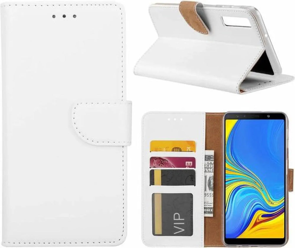 Samsung Galaxy A9 2018 Hoesjes – Bookcase Portemonnee Hoes – Pasjeshouder – Magneetsluiting – Wit-Ilumina Benelux