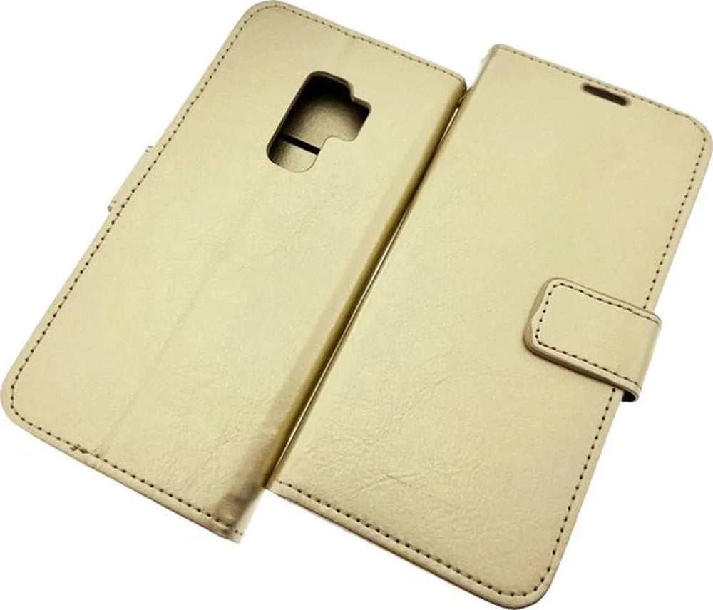 Samsung Galaxy A6 2018 Hoesjes – Portemonnee Hoes – Pasjeshouder – Magneetsluiting – Goud-Ilumina Benelux