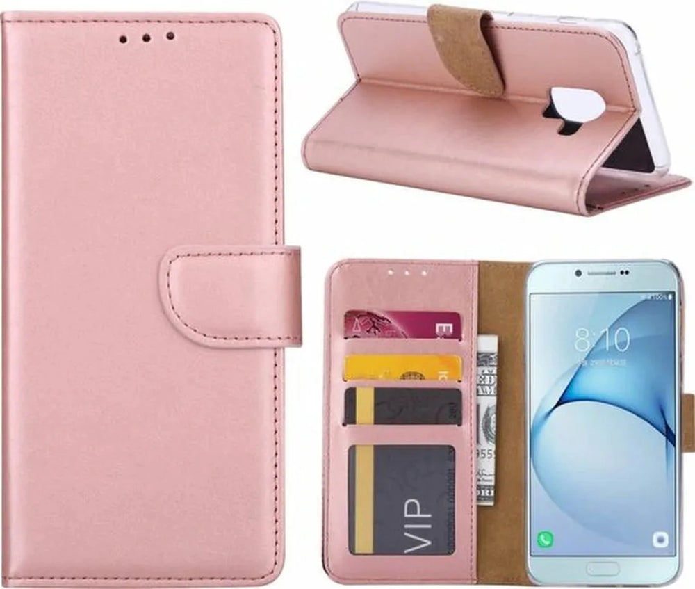 Samsung Galaxy A8 2018 Hoesjes – Portemonnee Hoes – Magneetsluiting – Pasjeshouder – Roségoud-Ilumina Benelux