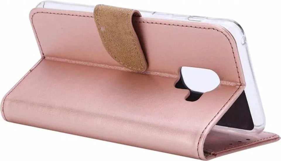 Samsung Galaxy A8 2018 Hoesjes – Portemonnee Hoes – Magneetsluiting – Pasjeshouder – Roségoud-Ilumina Benelux