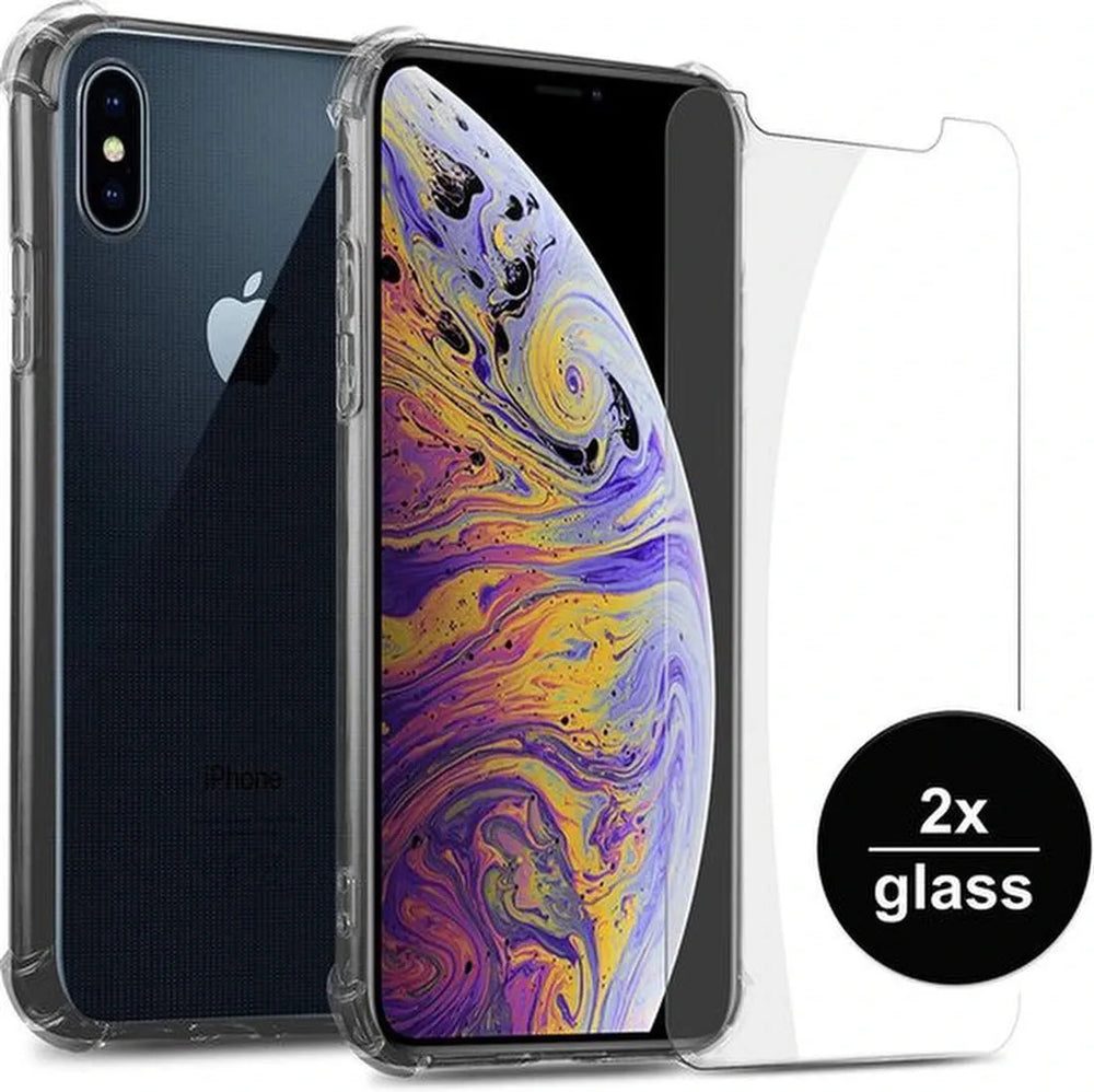 iPhone X/XS Hoesjes – Anti-Shock Backcover – Schokbestendig – Inclusief 2x Screenprotector – Transparant-Ilumina Benelux