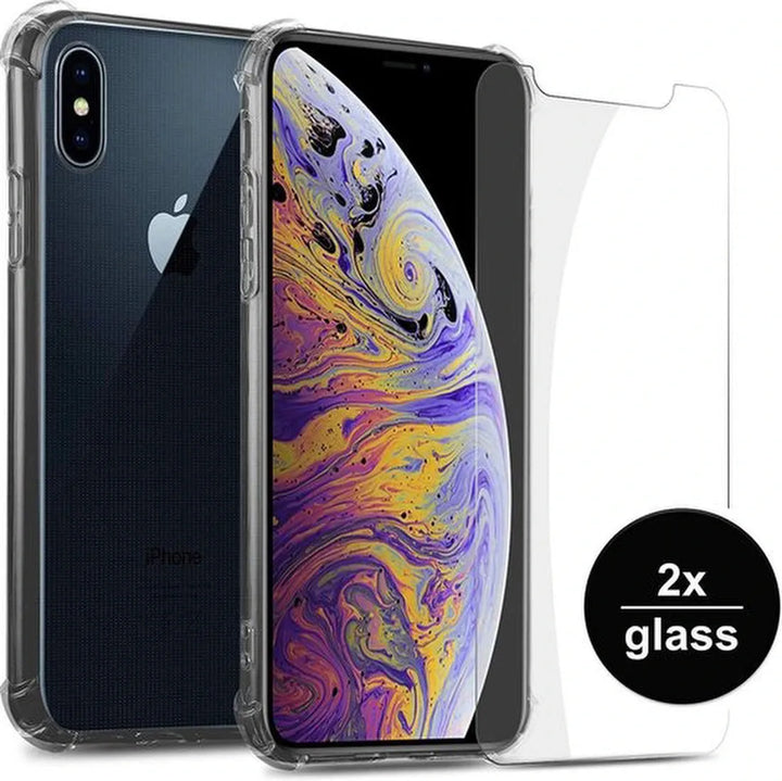 iPhone X/XS Hoesjes – Anti-Shock Backcover – Schokbestendig – Inclusief 2x Screenprotector – Transparant-Ilumina Benelux