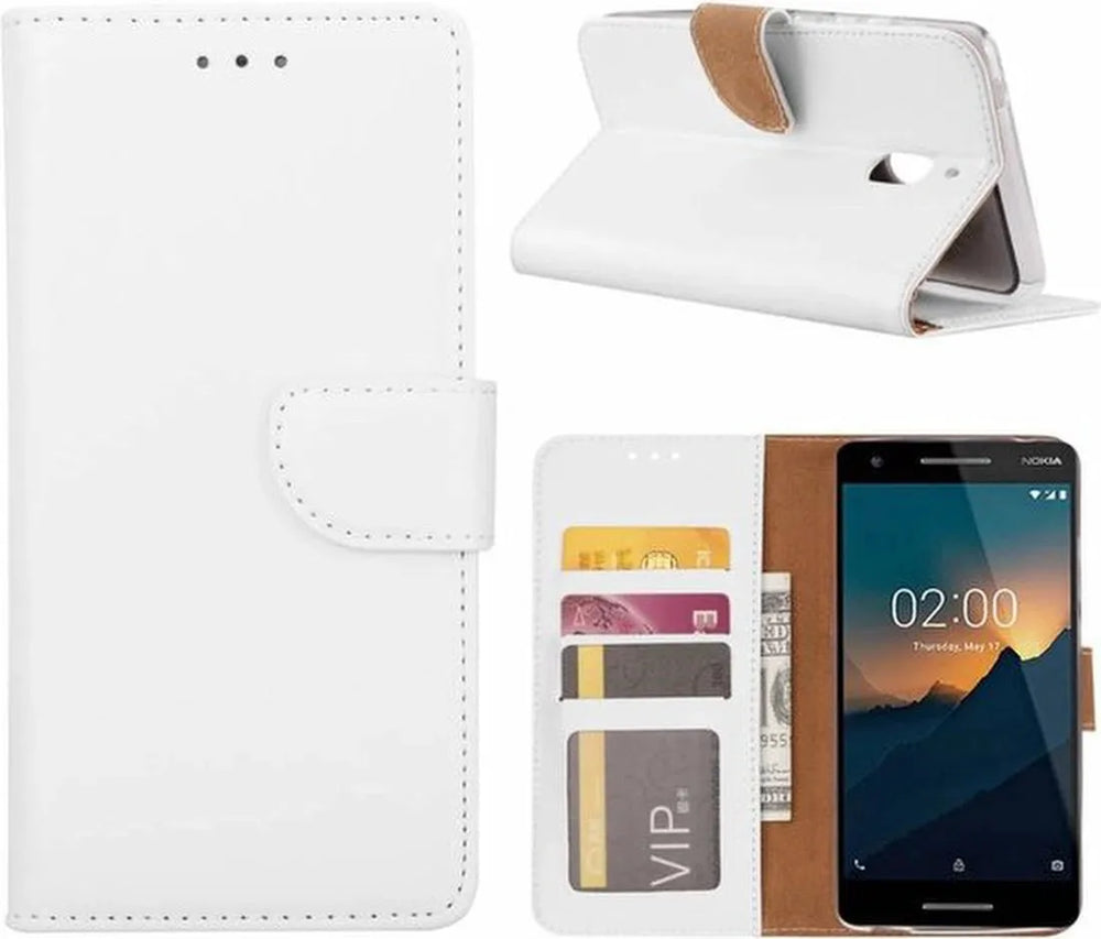 Nokia 2.1 Hoesjes – Bookcase Portemonnee Hoes – Pasjeshouder – Magneetsluiting – Wit-Ilumina Benelux