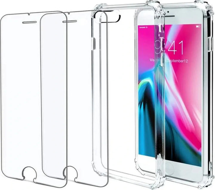 iPhone 7/8 Hoesjes – Transparante Backcover – Schokbestendig – Inclusief 2x Screenprotector-Ilumina Benelux