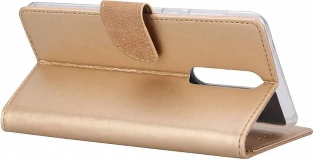 Nokia 6.1 Hoesjes – Bookcase Portemonnee Hoes – Pasjeshouder – Magneetsluiting – Goud-Ilumina Benelux