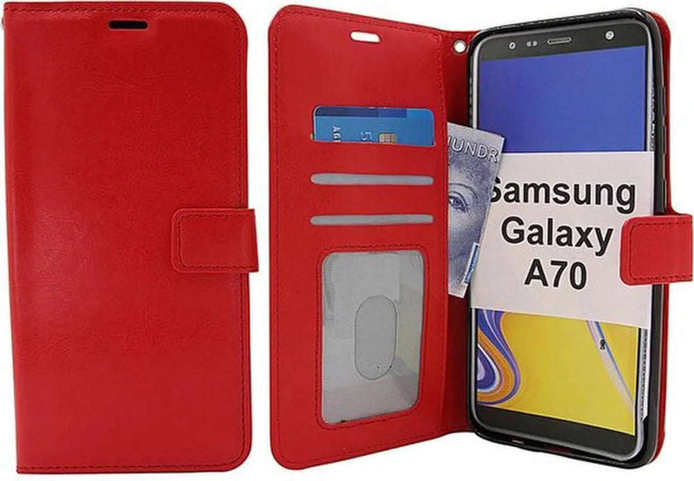 Samsung Galaxy A70/A70S Hoesjes – Portemonnee Bookcase – Pasjeshouder – Magneetsluiting – Rood-Ilumina Benelux