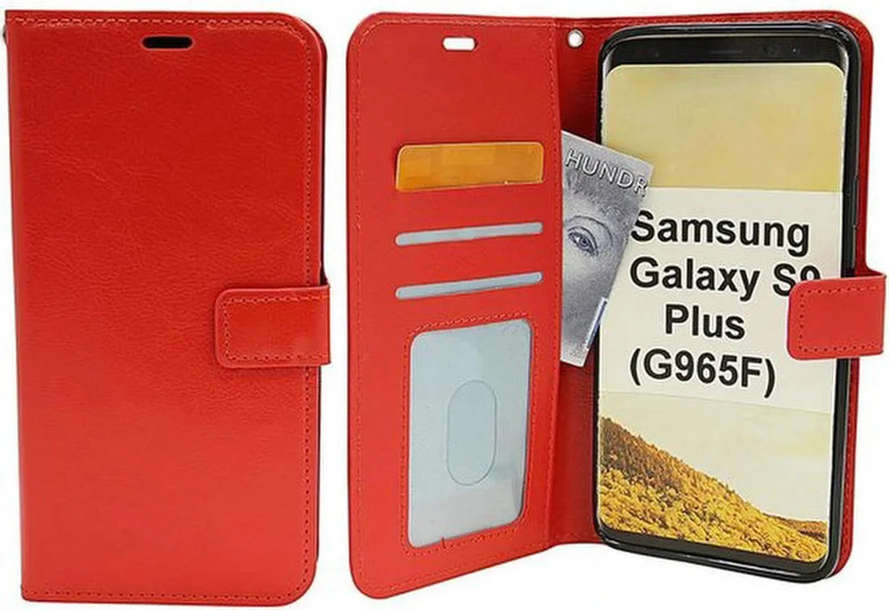 Samsung Galaxy S9 Plus Hoesjes – Portemonnee Bookcase – Pasjeshouder – Magneetsluiting – Rood-Ilumina Benelux