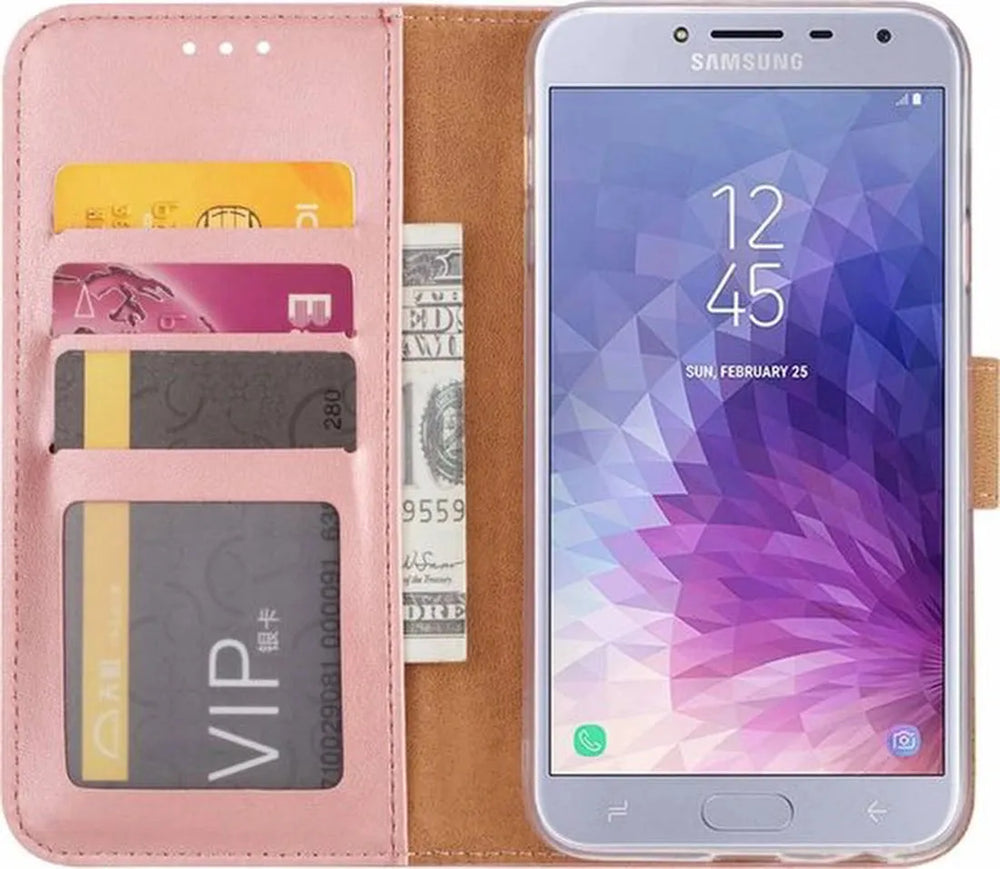 Samsung Galaxy J4 2018 Hoesjes – Portemonnee Hoes – Pasjeshouder – Magneetsluiting – Roségoud-Ilumina Benelux