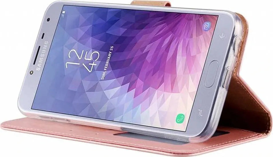 Samsung Galaxy J4 2018 Hoesjes – Portemonnee Hoes – Pasjeshouder – Magneetsluiting – Roségoud-Ilumina Benelux