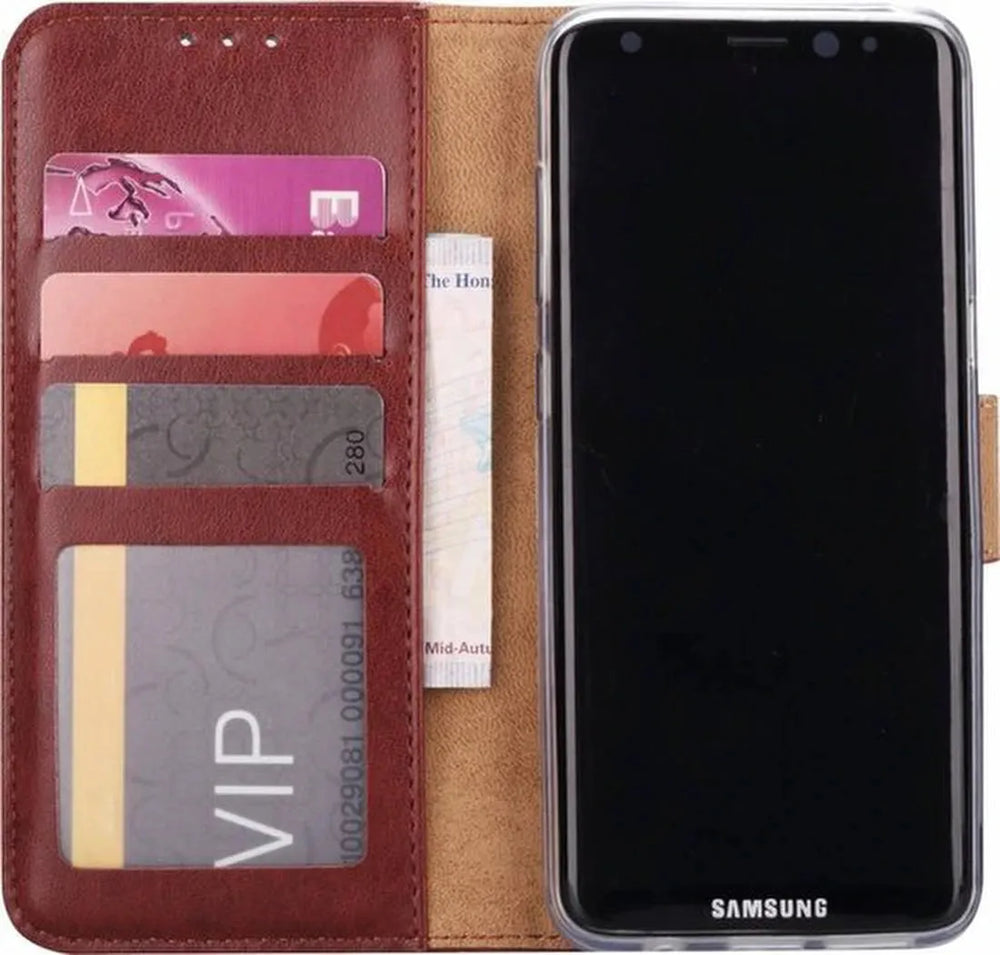 Samsung Galaxy S8 Hoesjes – Portemonnee Hoes – Pasjeshouder – Magneetsluiting – Bruin-Ilumina Benelux
