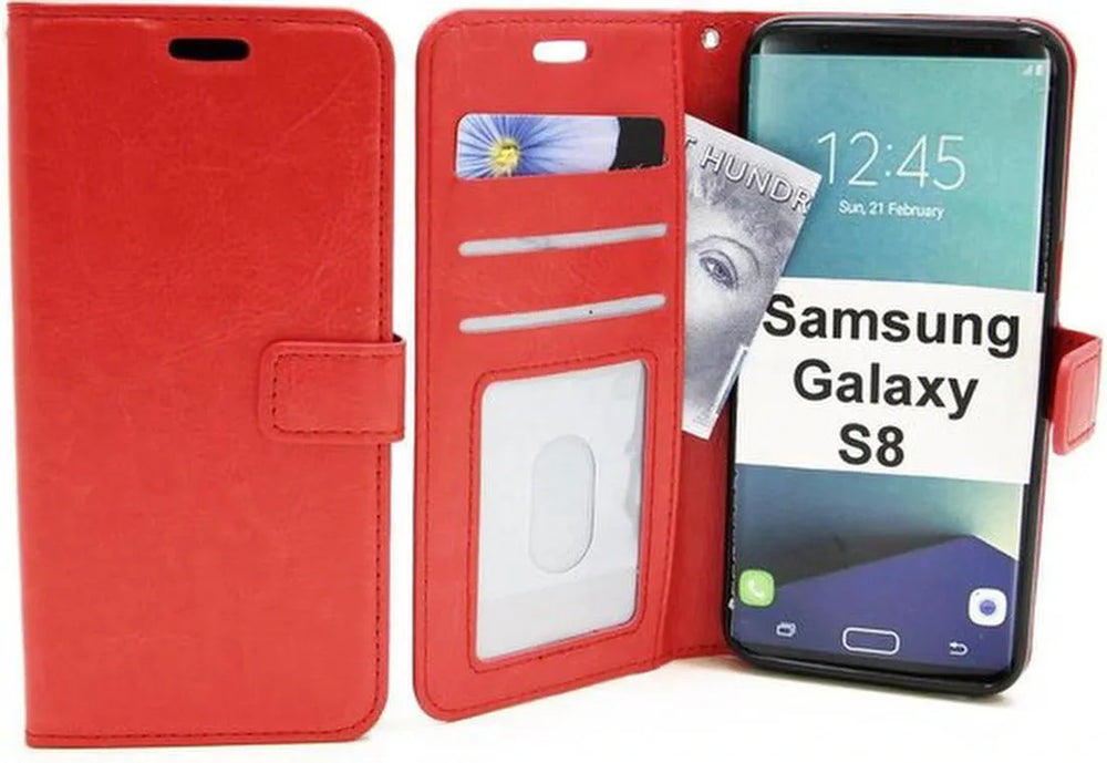 Samsung Galaxy S8 Hoesjes – Portemonnee Hoes – Pasjeshouder – Magneetsluiting – Rood-Ilumina Benelux
