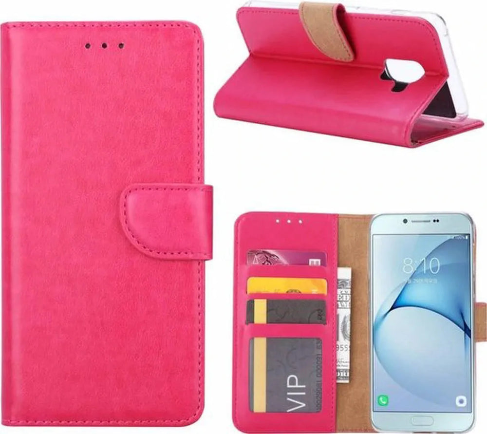 Samsung Galaxy A8 2018 Hoesjes – Portemonnee Hoes – Pasjeshouder – Magneetsluiting – Roze-Ilumina Benelux