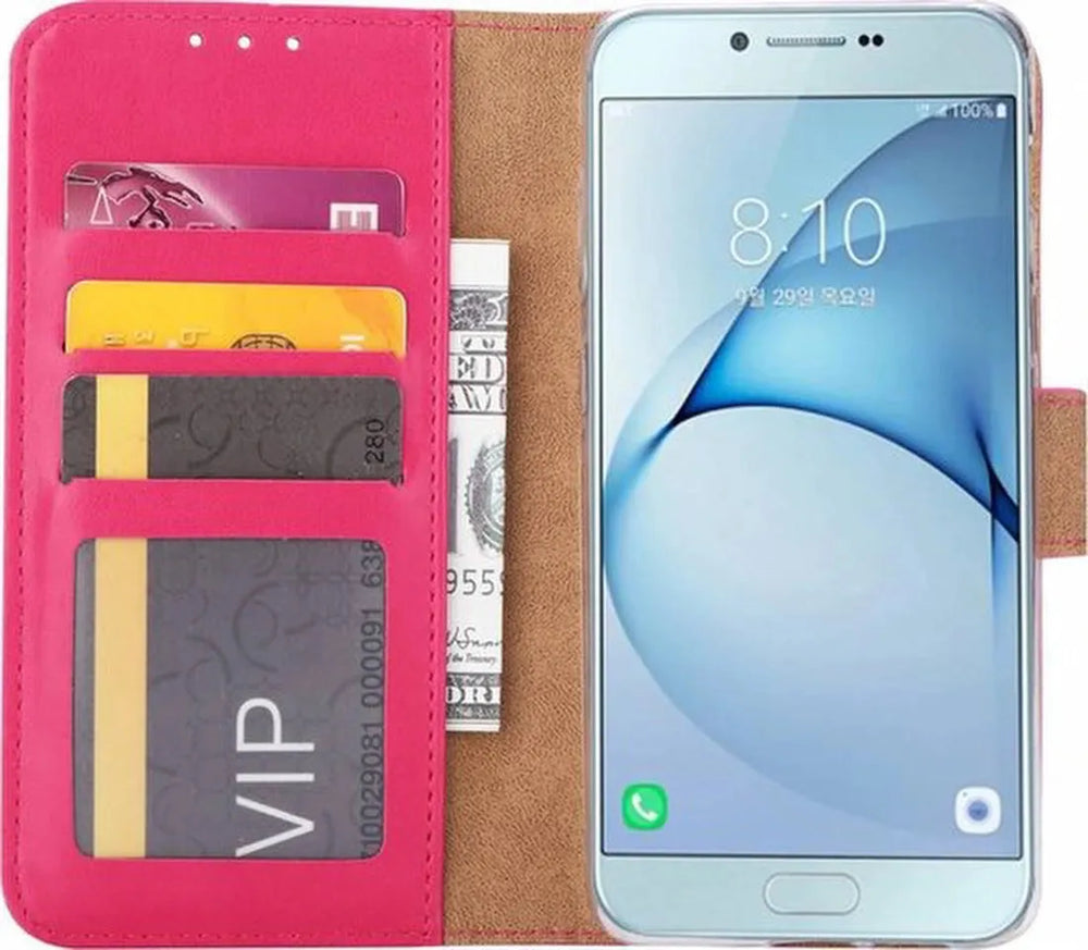 Samsung Galaxy A8 2018 Hoesjes – Portemonnee Hoes – Pasjeshouder – Magneetsluiting – Roze-Ilumina Benelux