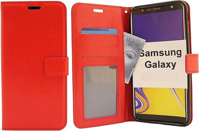 Samsung Galaxy J4 Plus 2018 Hoesjes – Portemonnee Hoes – Pasjeshouder – Magneetsluiting – Rood-Ilumina Benelux