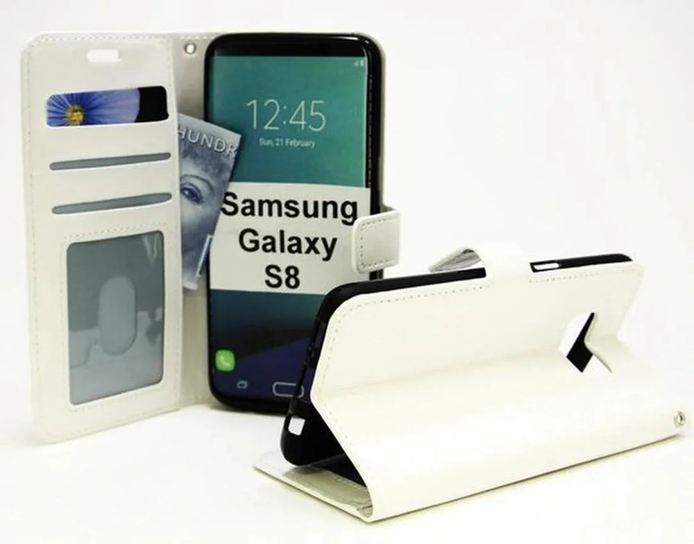 Samsung Galaxy S8 Hoesjes – Portemonnee Hoes – Pasjeshouder – Magneetsluiting – Wit-Ilumina Benelux